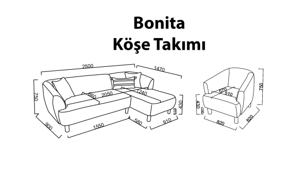 Bonita Köşe Koltuk Takımı