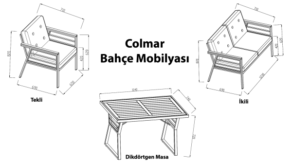 Colmar Bahçe Mobilyası Takımı (Masalı)