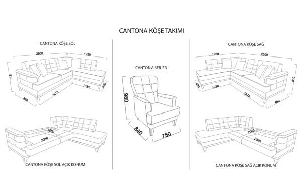 Cantona Köşe Sol Koltuk