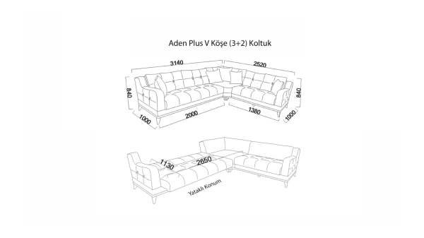 Aden Plus V Köşe (3+2) Koltuk