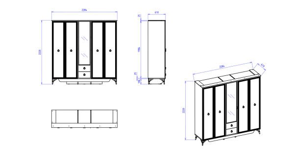 Valencia 5-Door Wardrobe