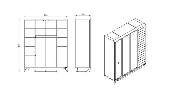 Mavenna 4 Kapaklı Gardırop