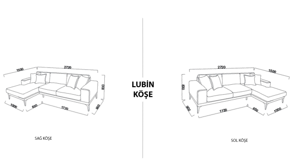 Lubin Köşe Sağ Koltuk - Koyu Gri