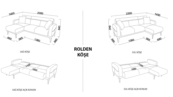 Rolden Köşe Sol Koltuk - Lacivert