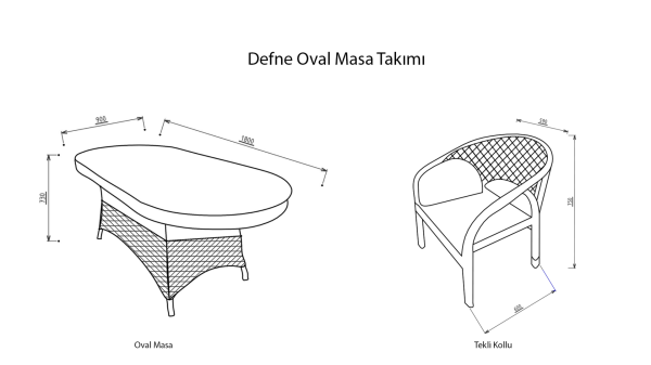 Defne Oval Masa Takımı