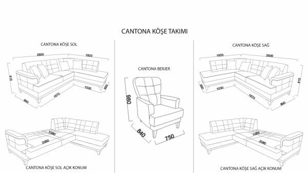 Cantona Köşe Sol Koltuk