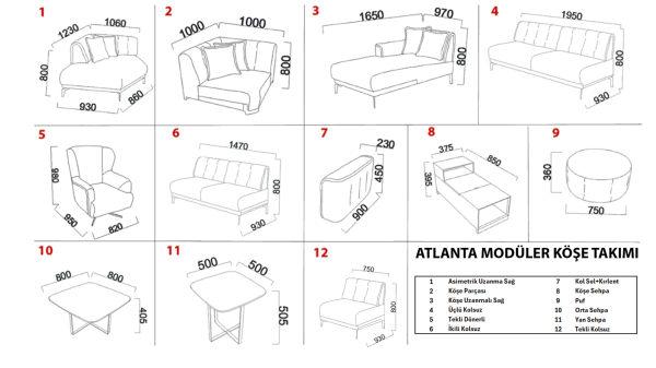 Atlanta Köşe Parçası - Lacivert