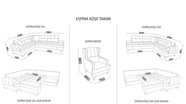 Espina Döner Köşe Sağ Koltuk